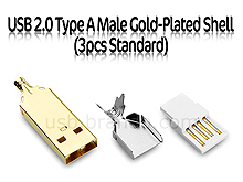 USB 2.0 Type A Male Gold-Plated Shell (3pcs Standard)