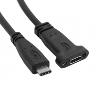 USB 3.1 Type-C Extension Cable with Panel Mount Screw Hole