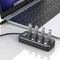 USB 3.0 Aluminum 4-Port Hub with On/Off Switch