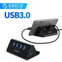 mini 4-Port USB Hub with Smartphone Stand