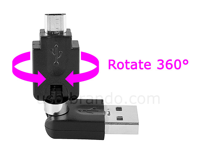 360&deg; x 360&deg; USB A Male to Micro-B Male Adapter