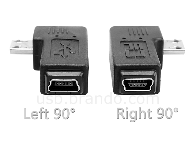 Micro-B Male to Mini-B 5-pin Female Adapter (Horizontal 90°)