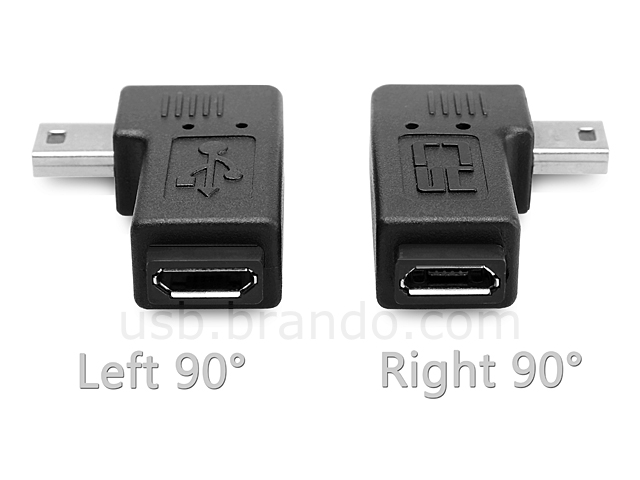 Mini-B 5-pin Male to Micro-B Female Adapter (Horizontal 90°)