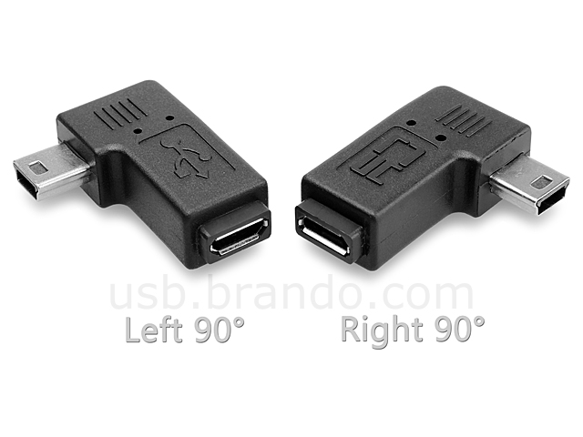 Mini-B 5-pin Male to Micro-B Female Adapter (Horizontal 90°)