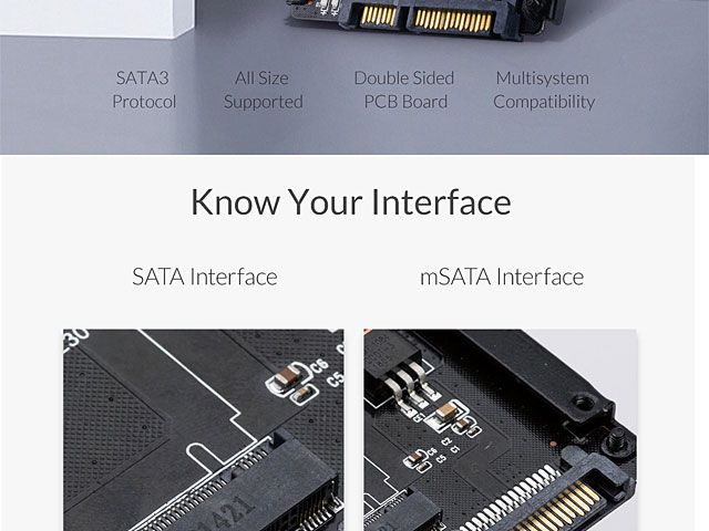 M.2 NGFF mSATA to 2.5" SATA 22-Pin Adapter