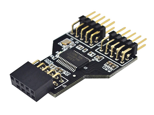 9-Pin USB Header Female to 2 x Male Board 9-Pin Adapter