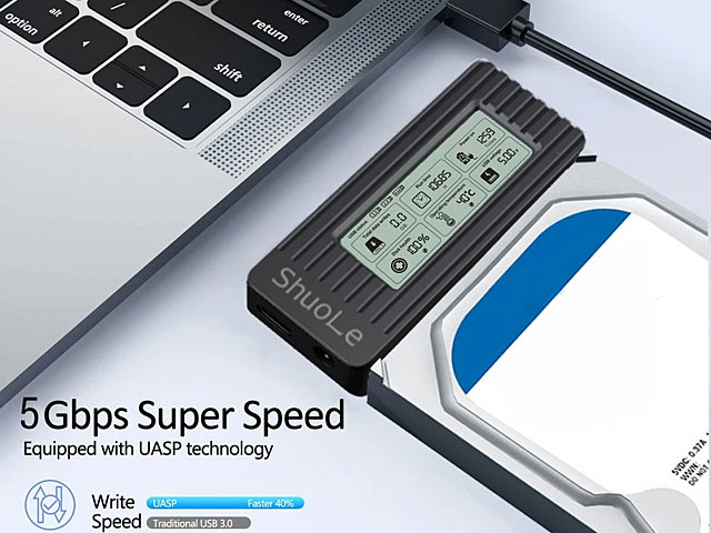 ShuoLe Smart Converter for 2.5"/3.5" HDD/SSD with LCD Screen Display