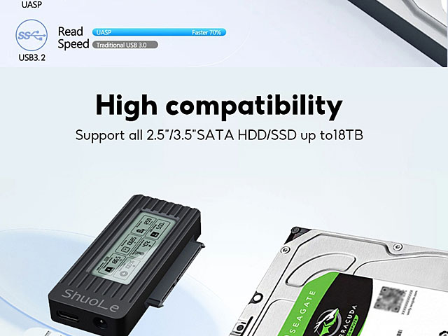 ShuoLe Smart Converter for 2.5"/3.5" HDD/SSD with LCD Screen Display