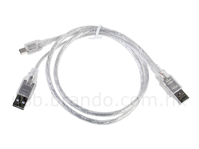 Dual USB A Male to Mini-B 5 Pin Cable