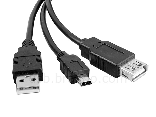 USB A Male to USB A Male + USB A Female + mini-B 5 pin Male Cable