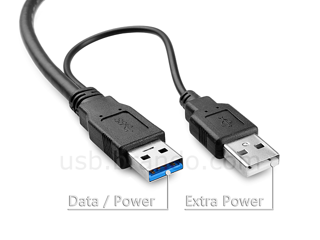 Dual Power USB 3.0 A Male to USB 3.0 Mini-B Male Cable