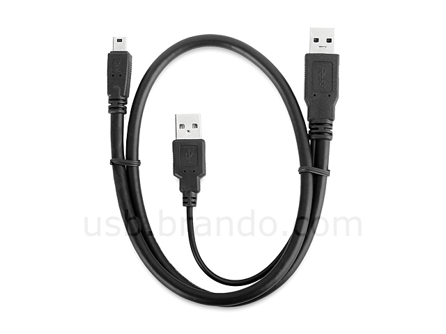 Dual Power USB 3.0 A Male to USB 3.0 Mini-B Male Cable