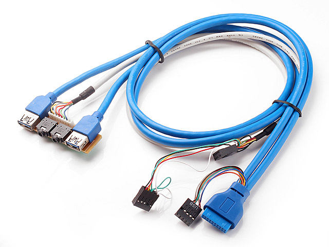 USB 3.0 20-Pin Header to USB 3.0 Type-A + Audio Port Cable IV