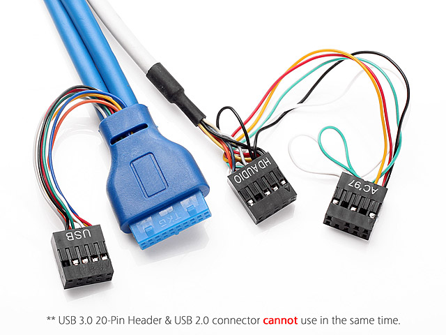 USB 3.0 20-Pin Header to USB 3.0 Type-A + Audio Port Cable IV