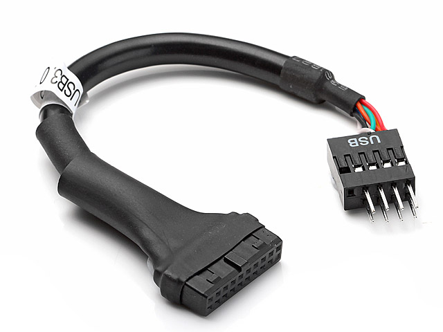 USB 3.0 20-Pin Header Male to USB 2.0 9-Pin Male Short Cable