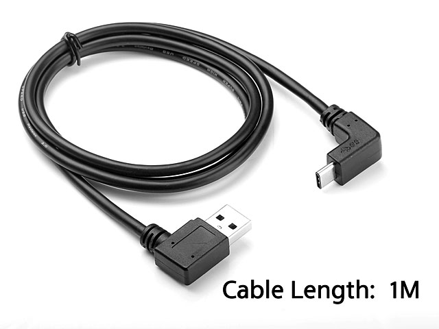 USB 3.1 Type-C Male (Vertical 90°) to USB 3.0 A Male Cable (Left Horizontal 90°)