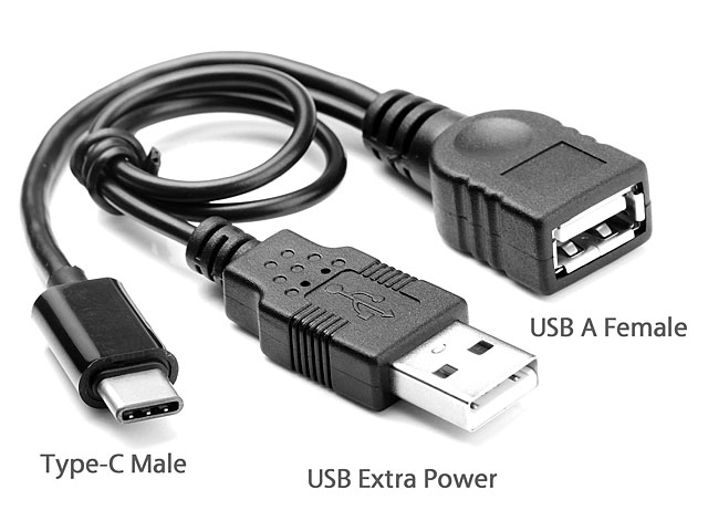 USB 3.1 Type-C OTG Cable with USB External Power Supply