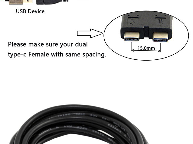 Dual USB 3.1 Type-C OTG Cable with Type-C External Power Supply