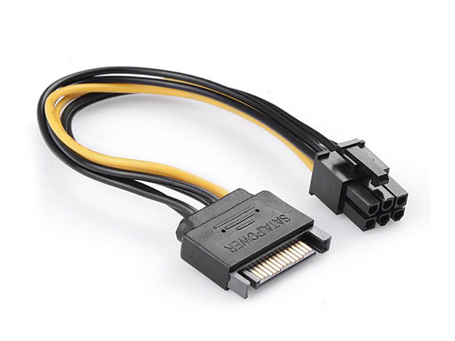 SATA 15-Pin Male to 6-Pin Female PCI Express Card Power Cable