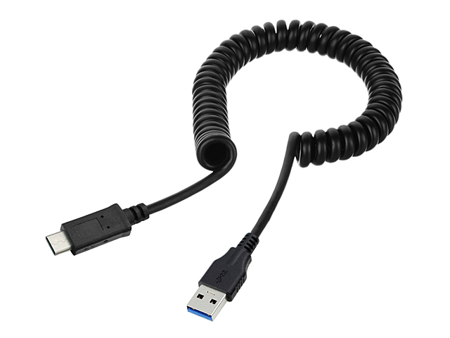 USB 3.1 Type-C Male to USB 3.0 A Male Curled Cable