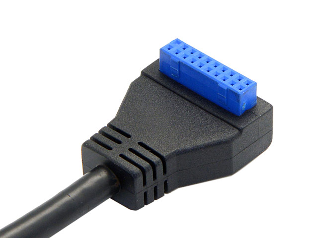 USB 3.0 20-Pin Header Male (90°) to USB 3.0 Type-A Female Cable