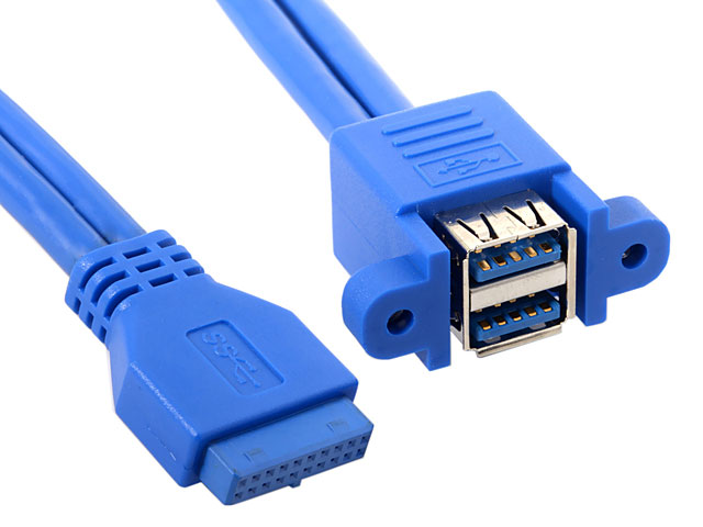 USB 3.0 20-Pin Header Male to Dual USB 3.0 Type-A Female Cable