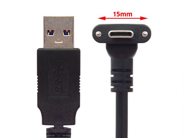 Type-C Male Dual Screw Locking (90°) to USB 3.0 A Male Cable