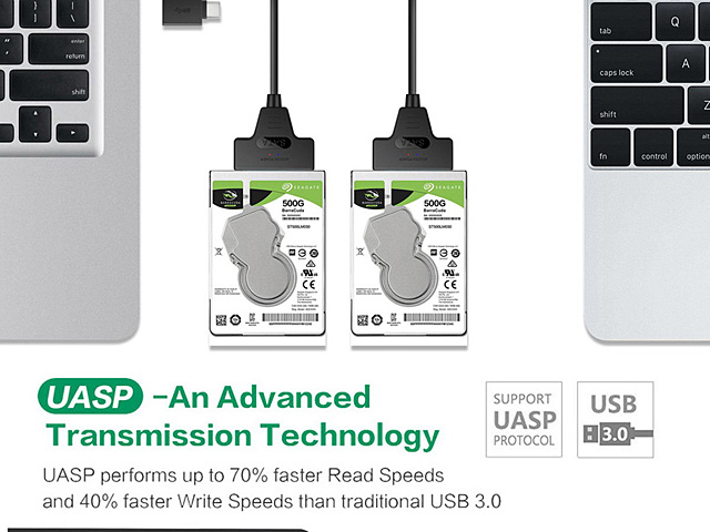 2-in-1 Type-C/USB3.0 Male to 2.5" SATA Cable