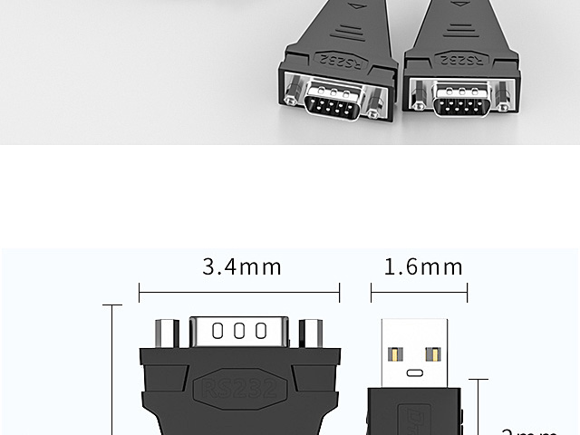 USB to Dual RS232 Converter Cable (DT-5024A)