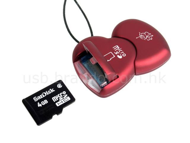 USB Heart-to-Heart Micro SD T-Flash Card Reader