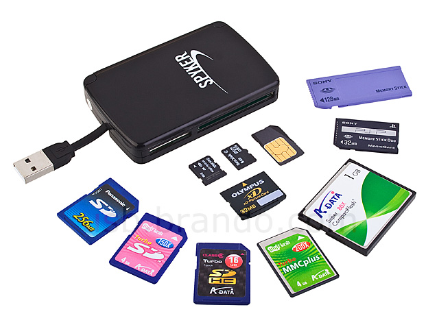 USB Multi-Card Reader with Memory Card Storage Box