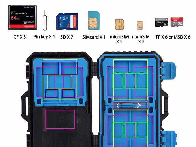 USB 3.0 Card Reader + 22 in 1 Memory Card Tough Case