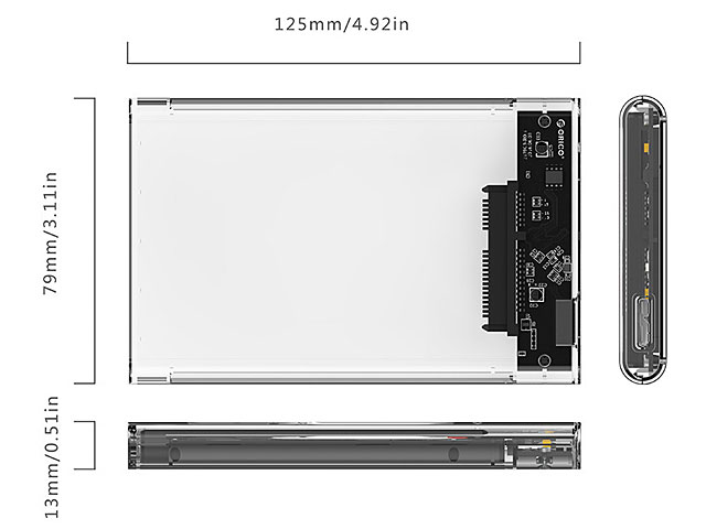 ORICO 2139U3 2.5" Transparent USB 3.0 SATA HDD Enclosure