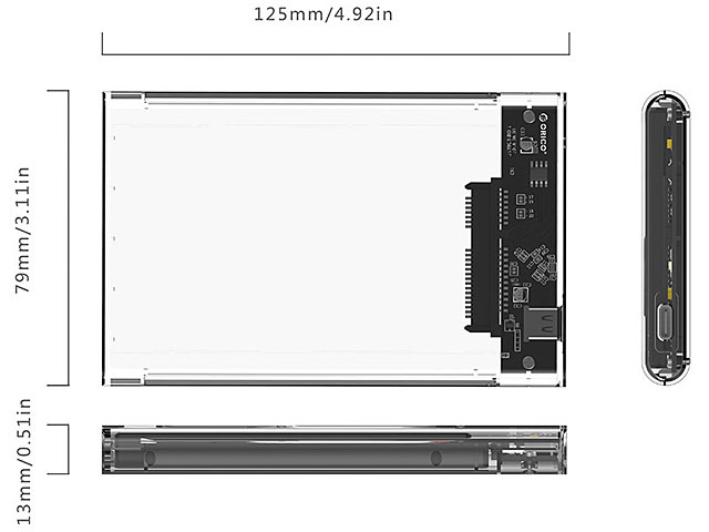 ORICO 2139C3 2.5" Transparent Type-C SATA HDD Enclosure