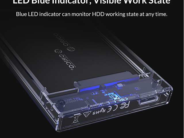 ORICO Transparent USB 3.0 2.5" SATA HDD Enclosure with Stand