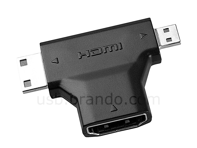 Videnskab Orientalsk Brandy HDMI Female to Mini HDMI Male/Micro HDMI Type D Male Adapter