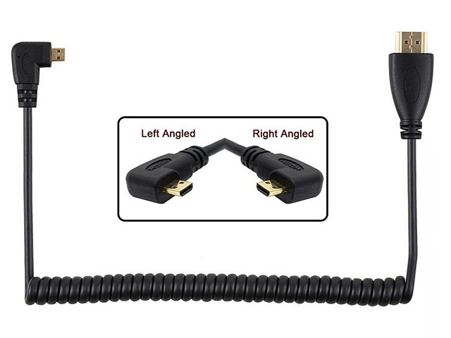 Micro HDMI Male (90°) to HDMI Male Curled Cable