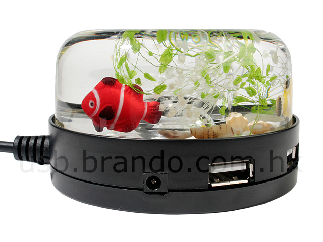 USB Fish Tank 4-Port Hub + Magnetic Clip Holder