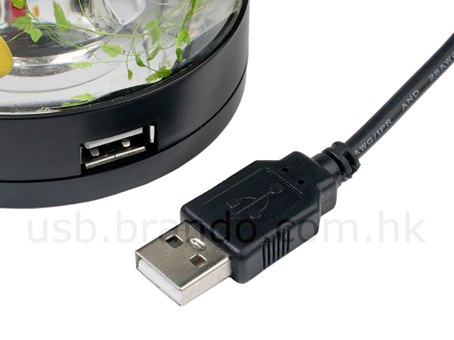 USB Fish Tank 4-Port Hub + Magnetic Clip Holder