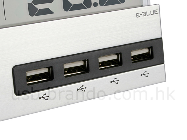 USB 7-Port Hub with Alarm Clock and Thermometer