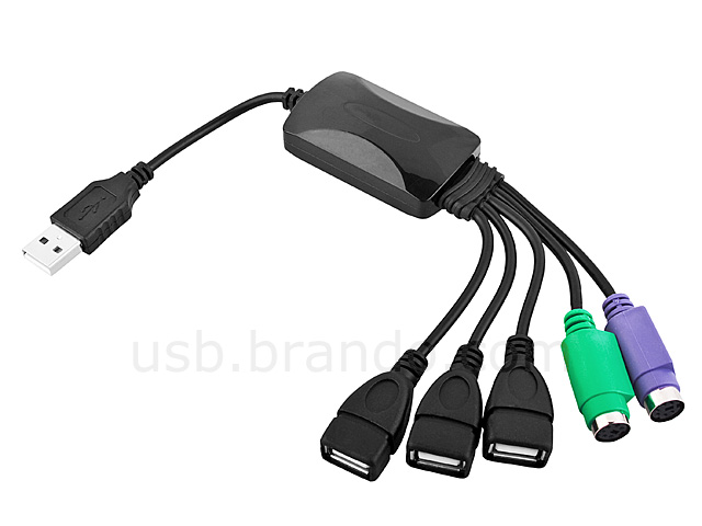 USB 3-Port Hub with PS/2 Port Cable