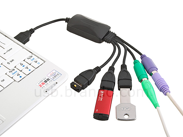 USB 3-Port Hub with PS/2 Port Cable