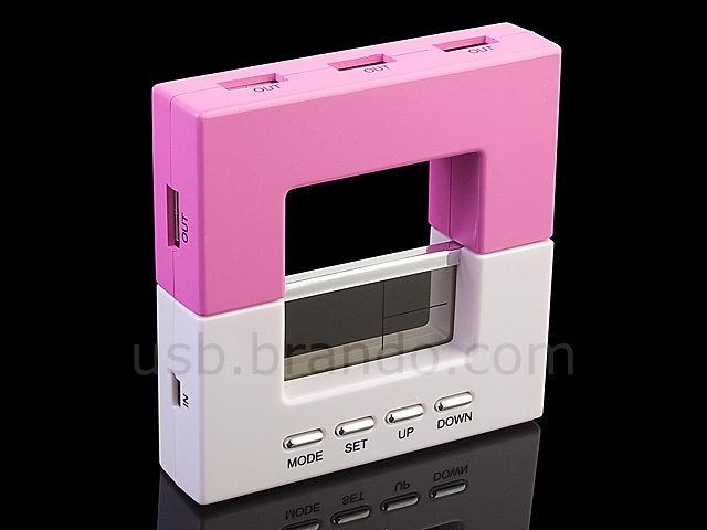 USB 4-Port Hub with Alarm Clock and Thermometer