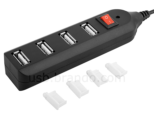 USB Power Strip 4-Port Hub with On/Off Switch