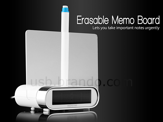 USB 4-Port Hub with Alarm Clock and Erasable Memo Board II