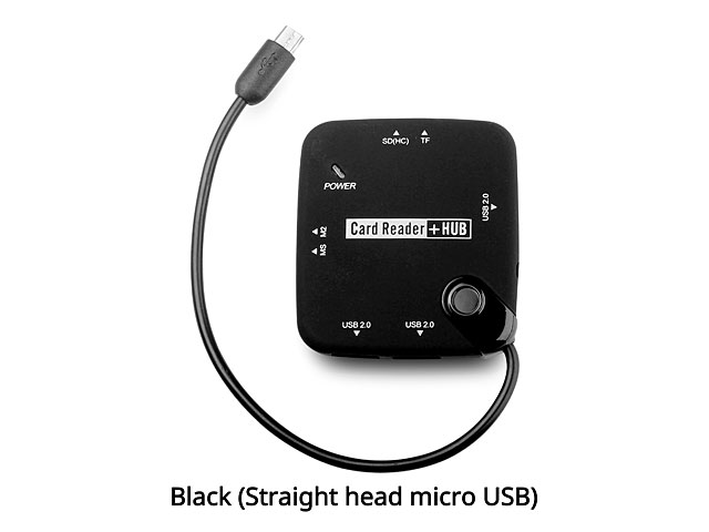 MicroUSB OTG 3-Port Hub with Card Reader