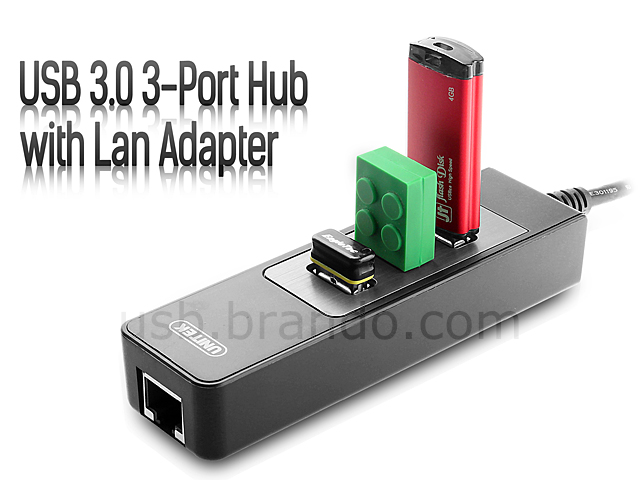 Unitek USB 3.0 3-Port Hub with Gigabit Lan Adapter