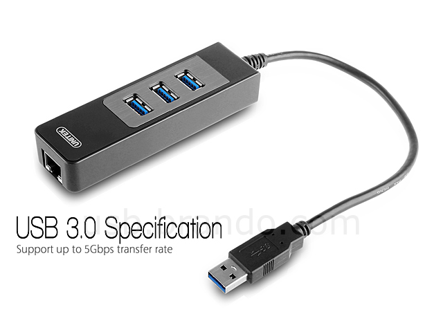 Unitek USB 3.0 3-Port Hub with Gigabit Lan Adapter