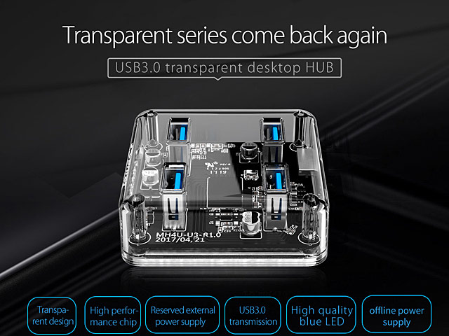 USB 3.0 Transparent 4-Port Hub