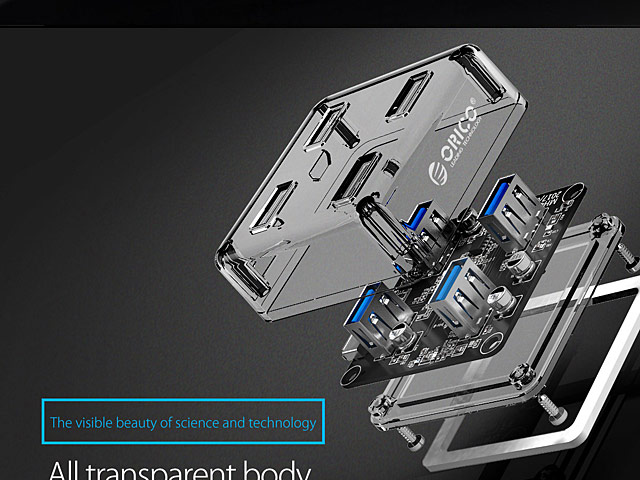 USB 3.0 Transparent 4-Port Hub